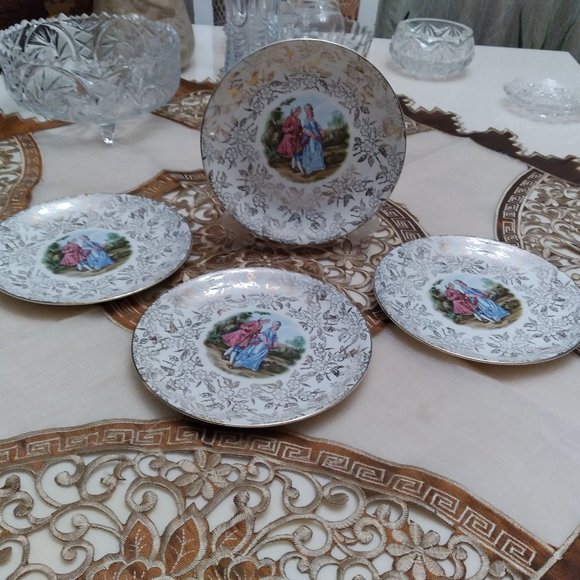 FOUR DESERT PLATES ,VINTAGE VOGUE TABLEWARE BY M.AYNSLEY & CO.LTB, ENGLAND - Picture 2 of 5